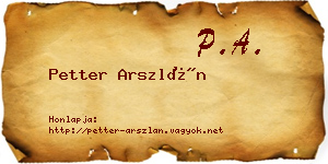 Petter Arszlán névjegykártya